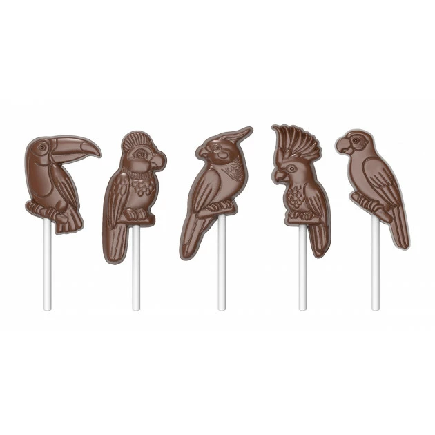 Moule Sucette Chocolat Oiseau Tropical (x5) Chocolate World 2 Moule Sucette Chocolat Oiseau Tropical (x5) Chocolate World – Image 2